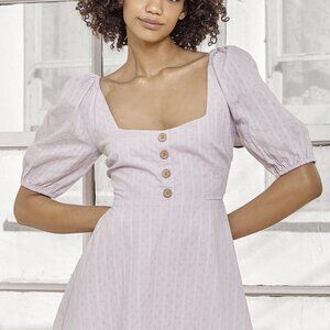 NWT Lulus Endearing Looks Lavender Puff Sleeve Lace-Up Mini Dress (size S)